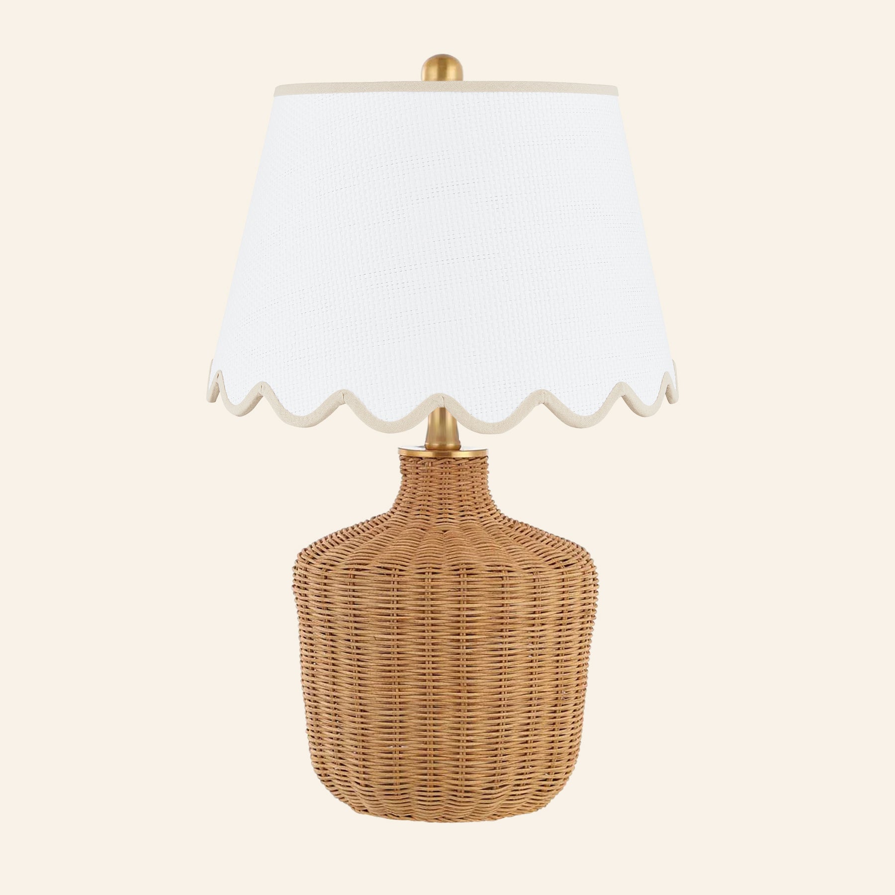 22" Lillian Woven Rattan Wicker Table Lamp by Kevin Francis Design | Luxury Area Rugs & Home Decor
