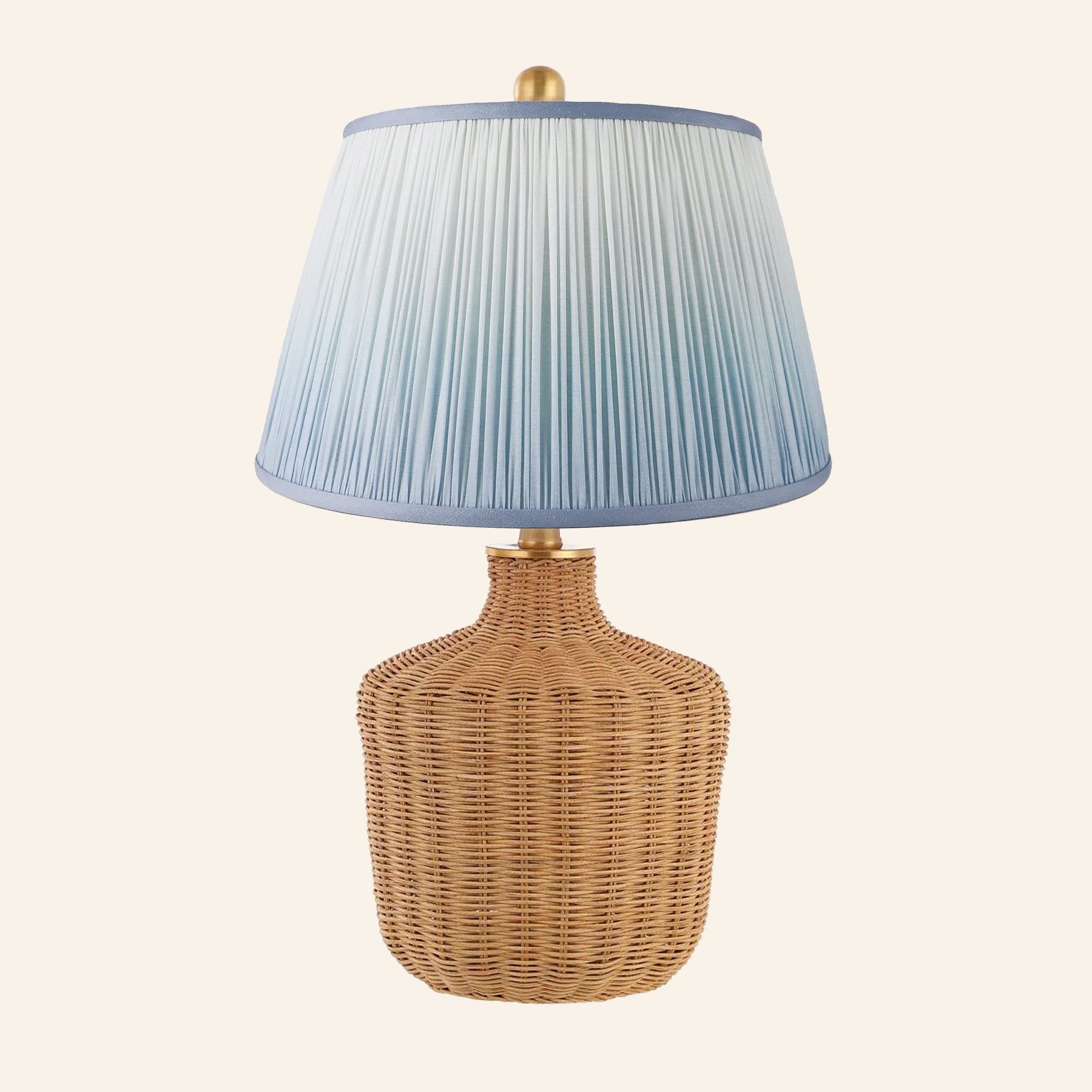 22" Lillian Woven Rattan Wicker Table Lamp by Kevin Francis Design | Luxury Area Rugs & Home Decor
