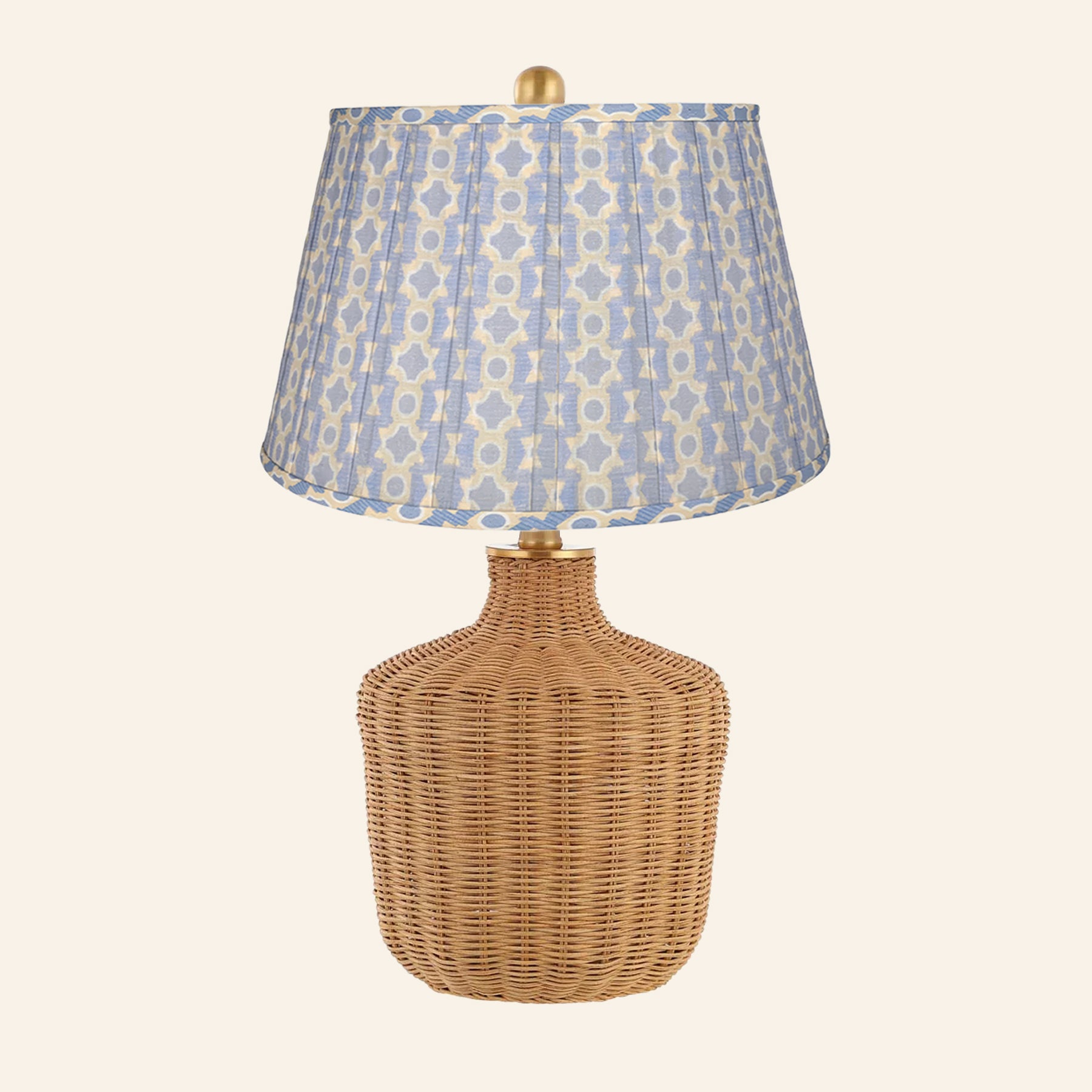 22" Lillian Woven Rattan Wicker Table Lamp by Kevin Francis Design | Luxury Area Rugs & Home Decor