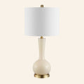 Kevin Francis Design 28-inch Margaret Cream single gourd table lamp with a classic ceramic base and fabric shade.
