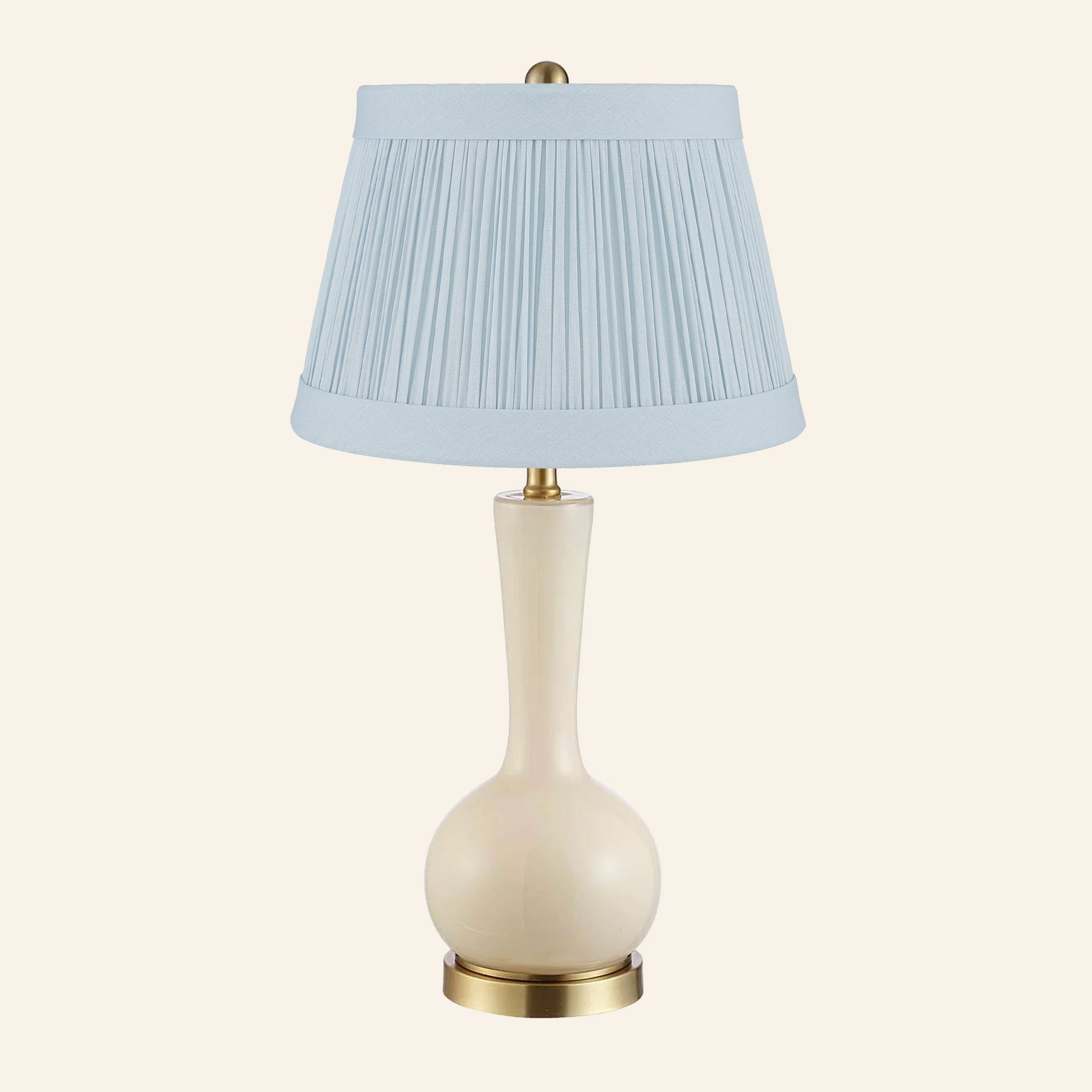 28” Margaret Cream Single Gourd Table Lamp by Kevin Francis Design | Luxury Area Rugs & Home Decor