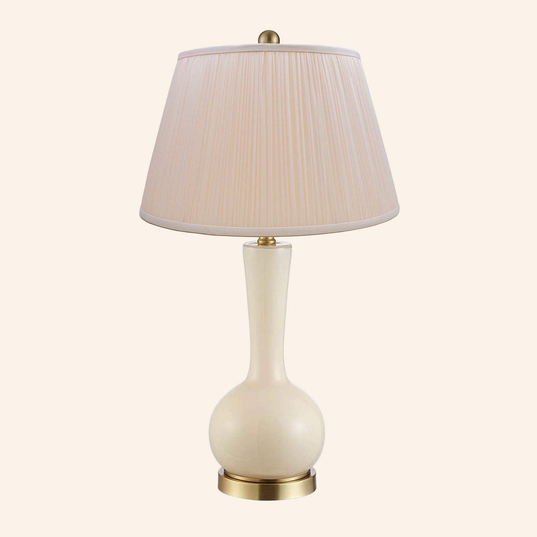 28” Margaret Cream Single Gourd Table Lamp by Kevin Francis Design | Luxury Area Rugs & Home Decor