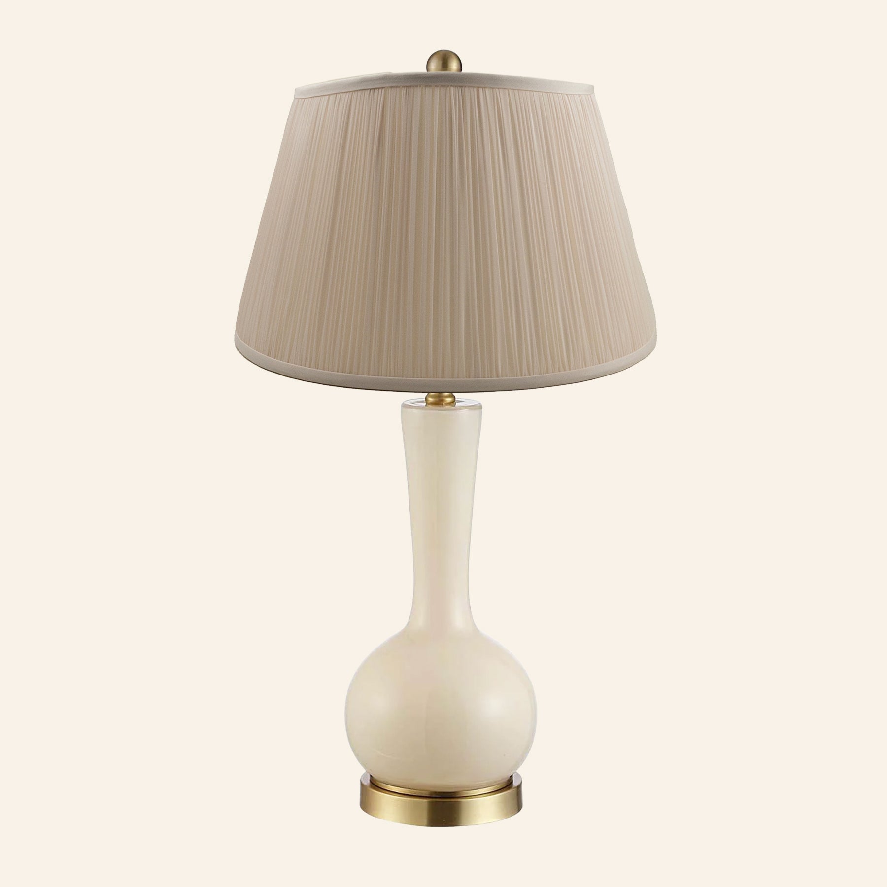 28” Margaret Cream Single Gourd Table Lamp by Kevin Francis Design | Luxury Area Rugs & Home Decor