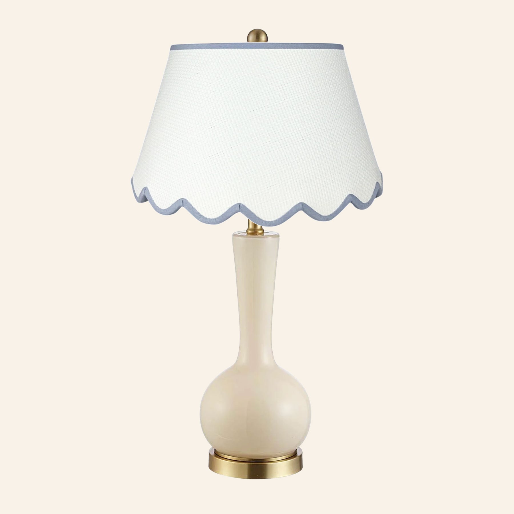28” Margaret Cream Single Gourd Table Lamp by Kevin Francis Design | Luxury Area Rugs & Home Decor