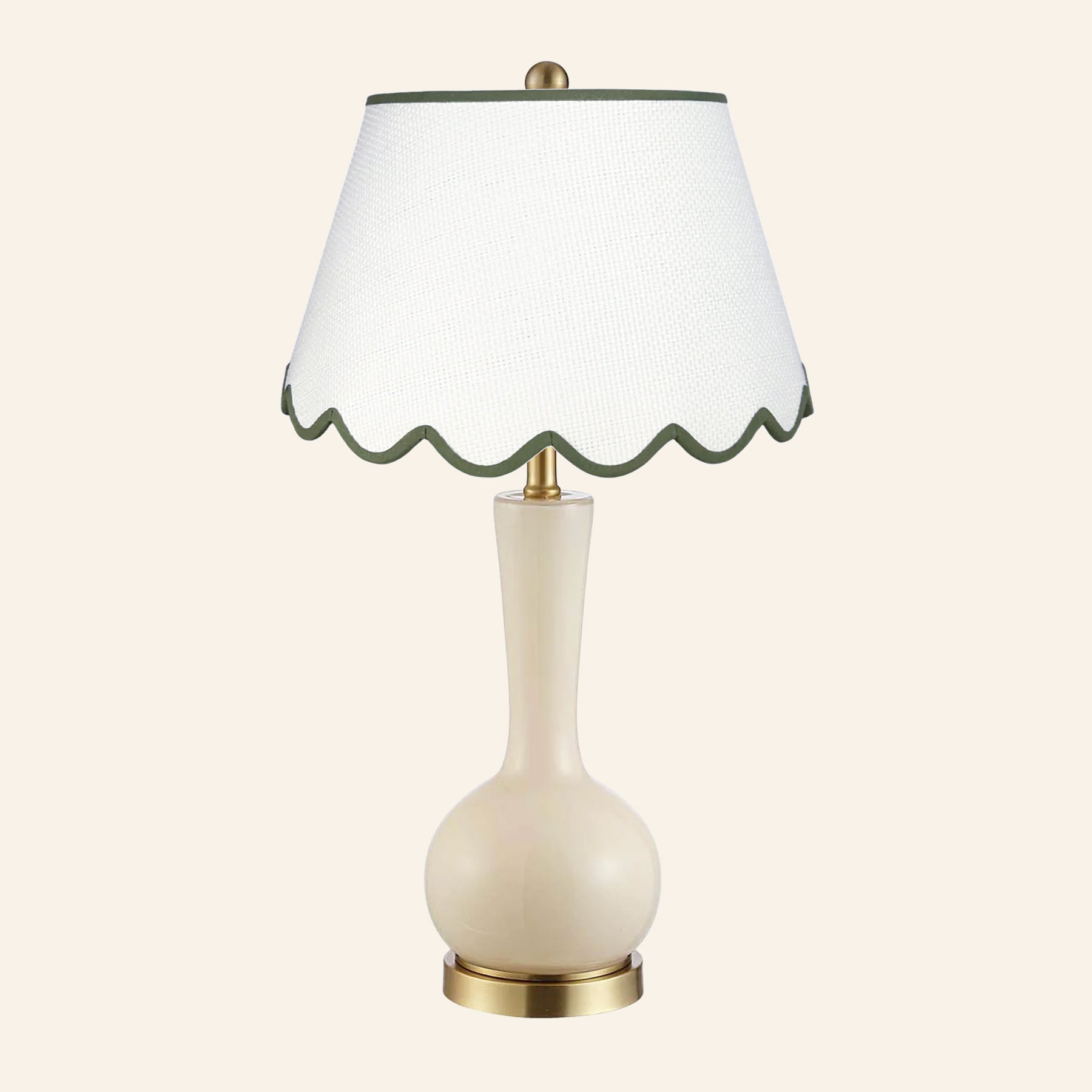 28” Margaret Cream Single Gourd Table Lamp by Kevin Francis Design | Luxury Area Rugs & Home Decor