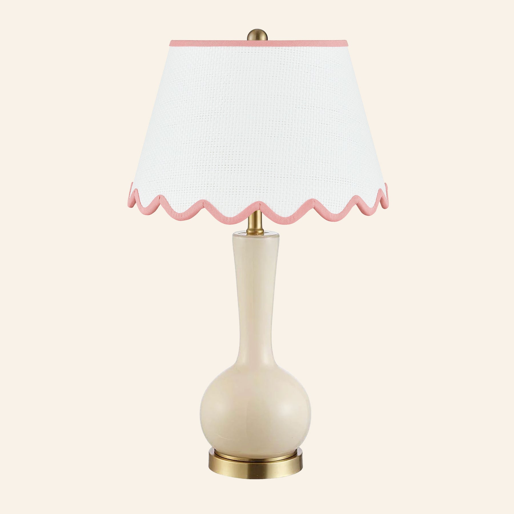 28” Margaret Cream Single Gourd Table Lamp by Kevin Francis Design | Luxury Area Rugs & Home Decor
