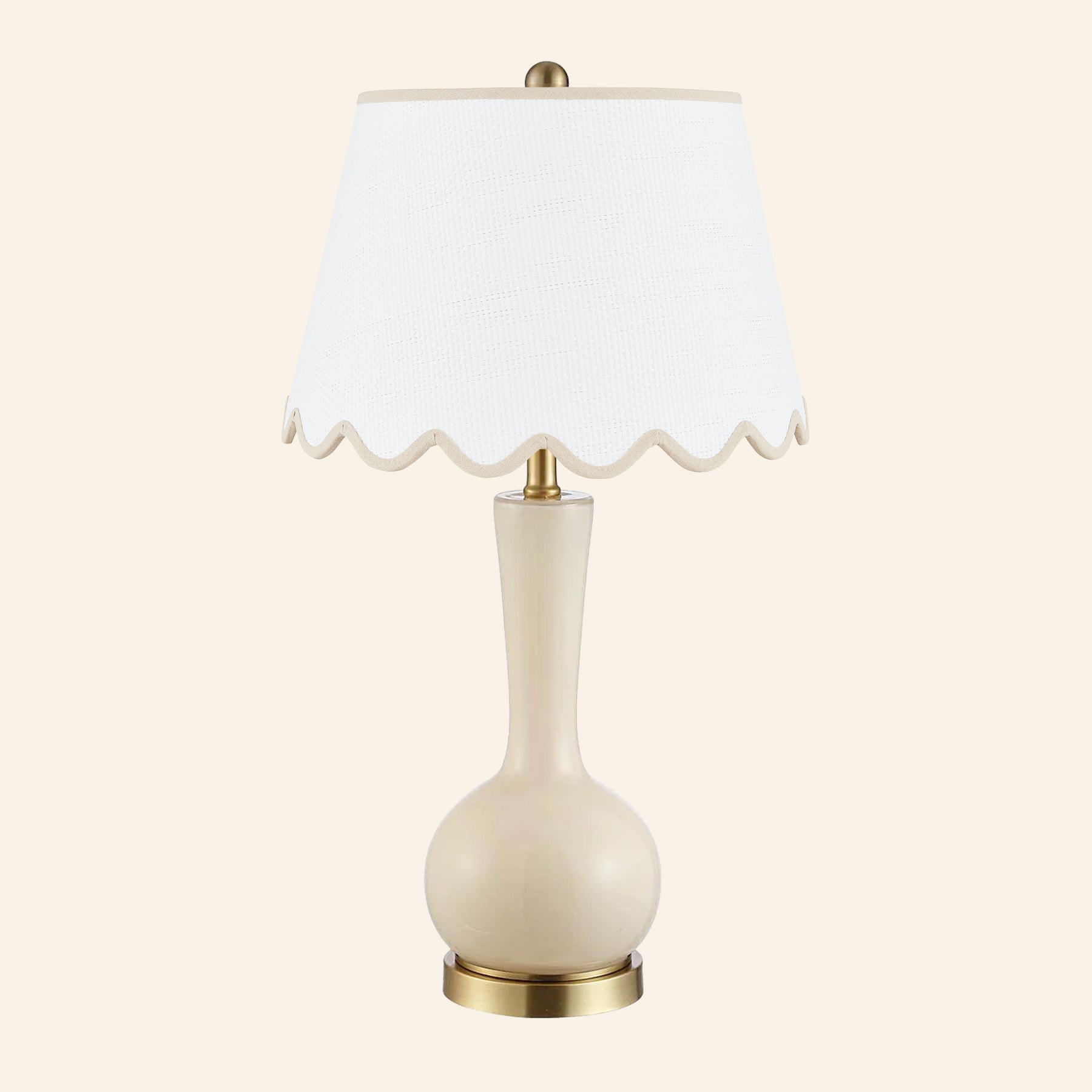 28” Margaret Cream Single Gourd Table Lamp by Kevin Francis Design | Luxury Area Rugs & Home Decor