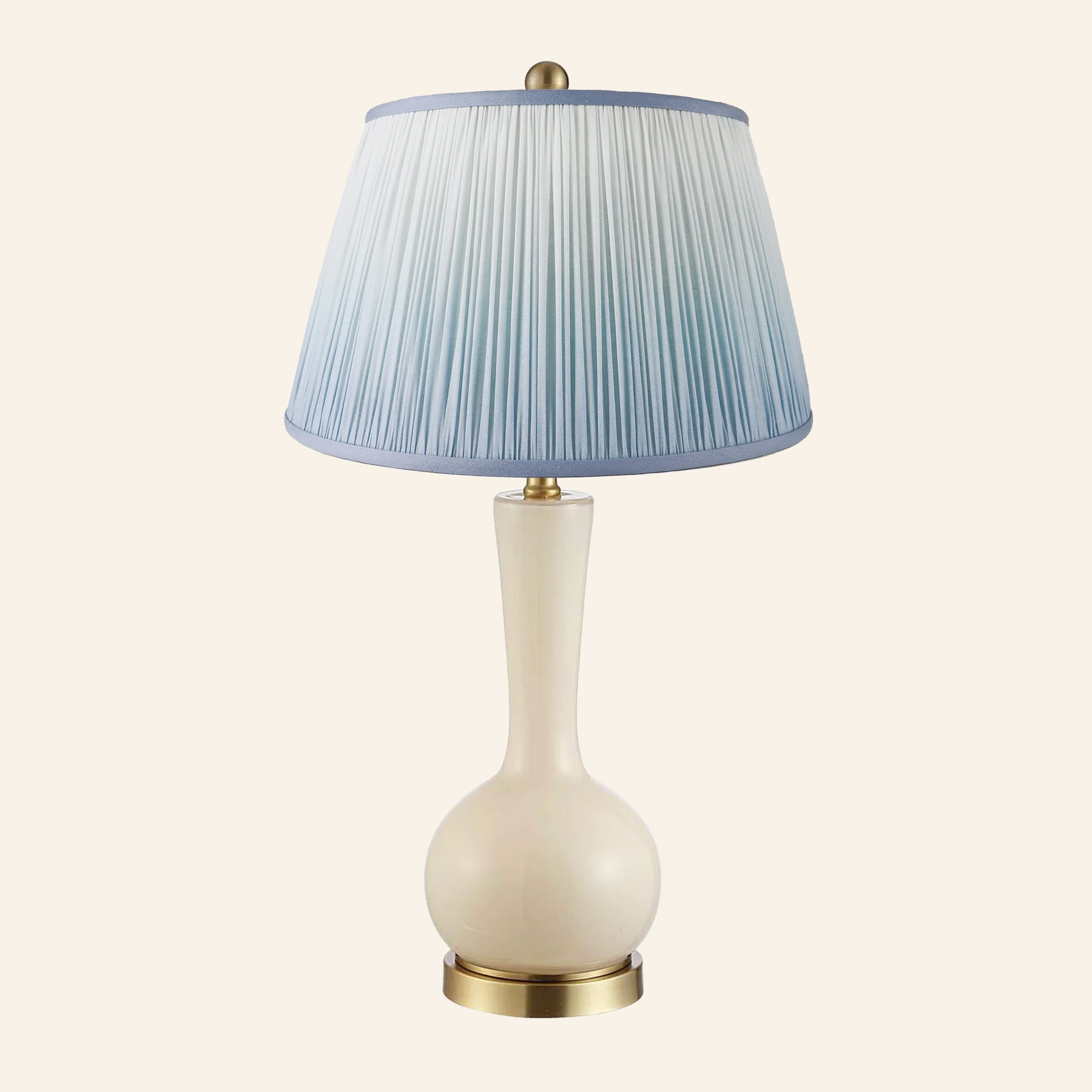 28” Margaret Cream Single Gourd Table Lamp by Kevin Francis Design | Luxury Area Rugs & Home Decor