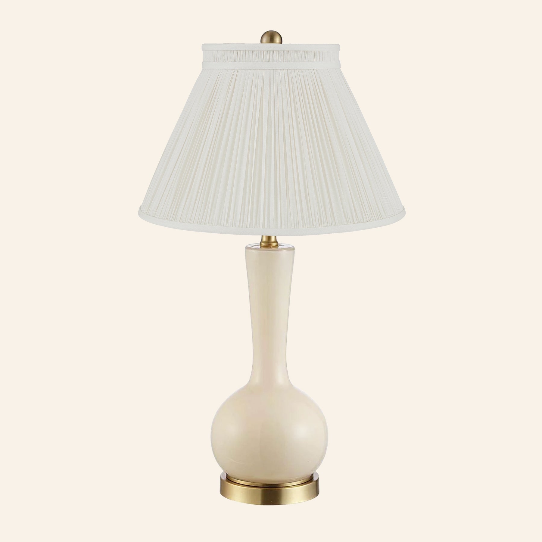 28” Margaret Cream Single Gourd Table Lamp by Kevin Francis Design | Luxury Area Rugs & Home Decor
