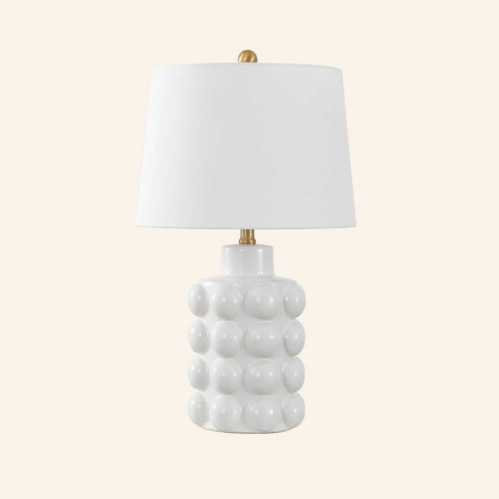 24” Matilda White Bubble Ceramic Table Lamp by Kevin Francis Design | Luxury Area Rugs & Home Decor