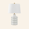 White ceramic table lamp with bubble design, 24-inch height, by Kevin Francis Design, featuring a stylish and modern lighting fixture.