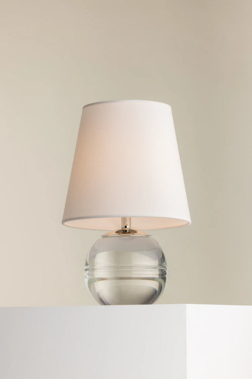 13-inch Nicole Rechargeable Glass Mini Lamp by Kevin Francis Design with a sleek, modern glass base and soft ambient lighting