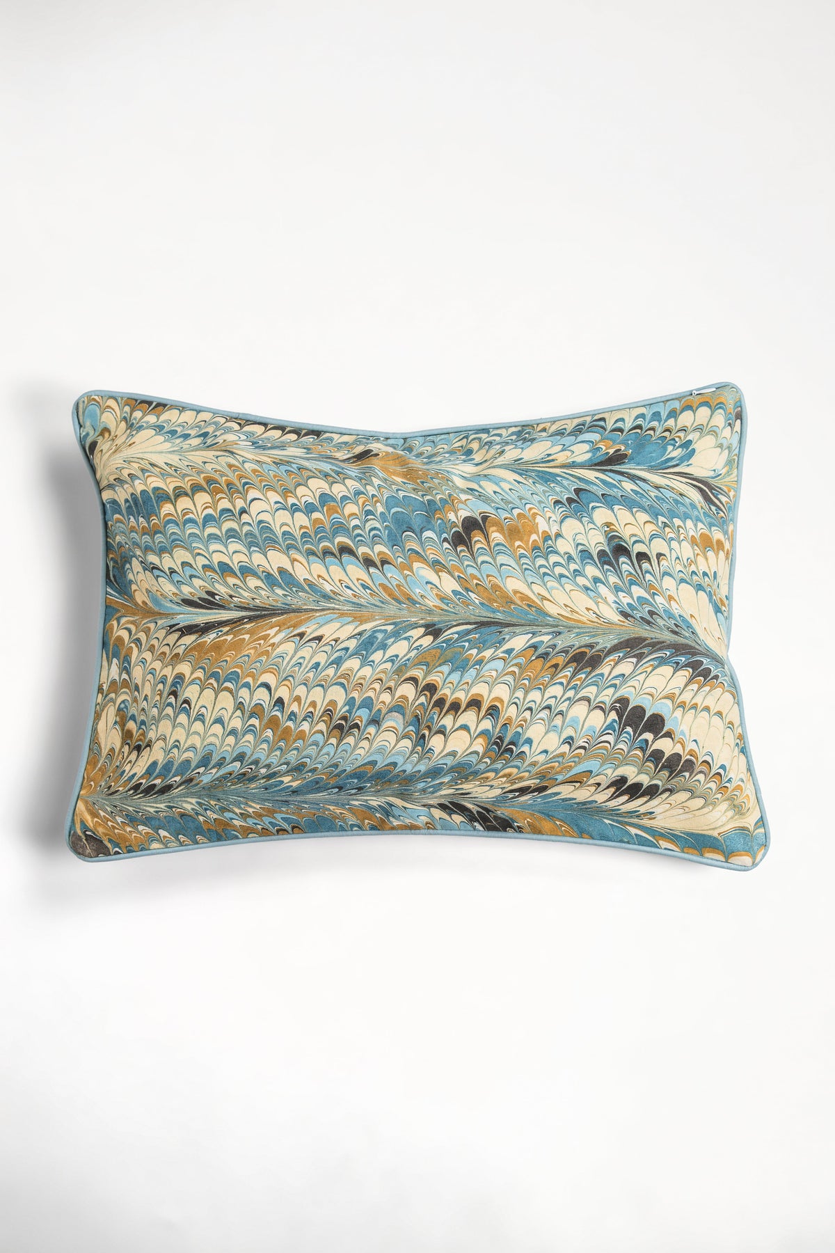 Indigo hand marbled lumbar pillow cover, 14x20, 100% cotton