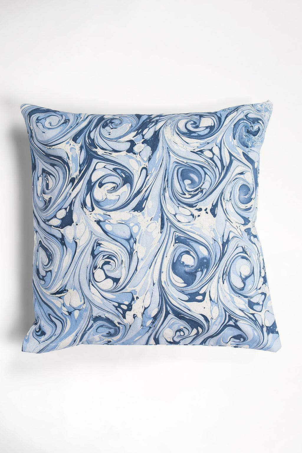 Blue wave hand marbled pillow cover, 20x20 square, 100% cotton