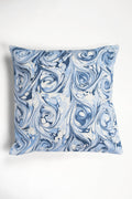 Blue wave hand marbled pillow cover, 20x20 square, 100% cotton