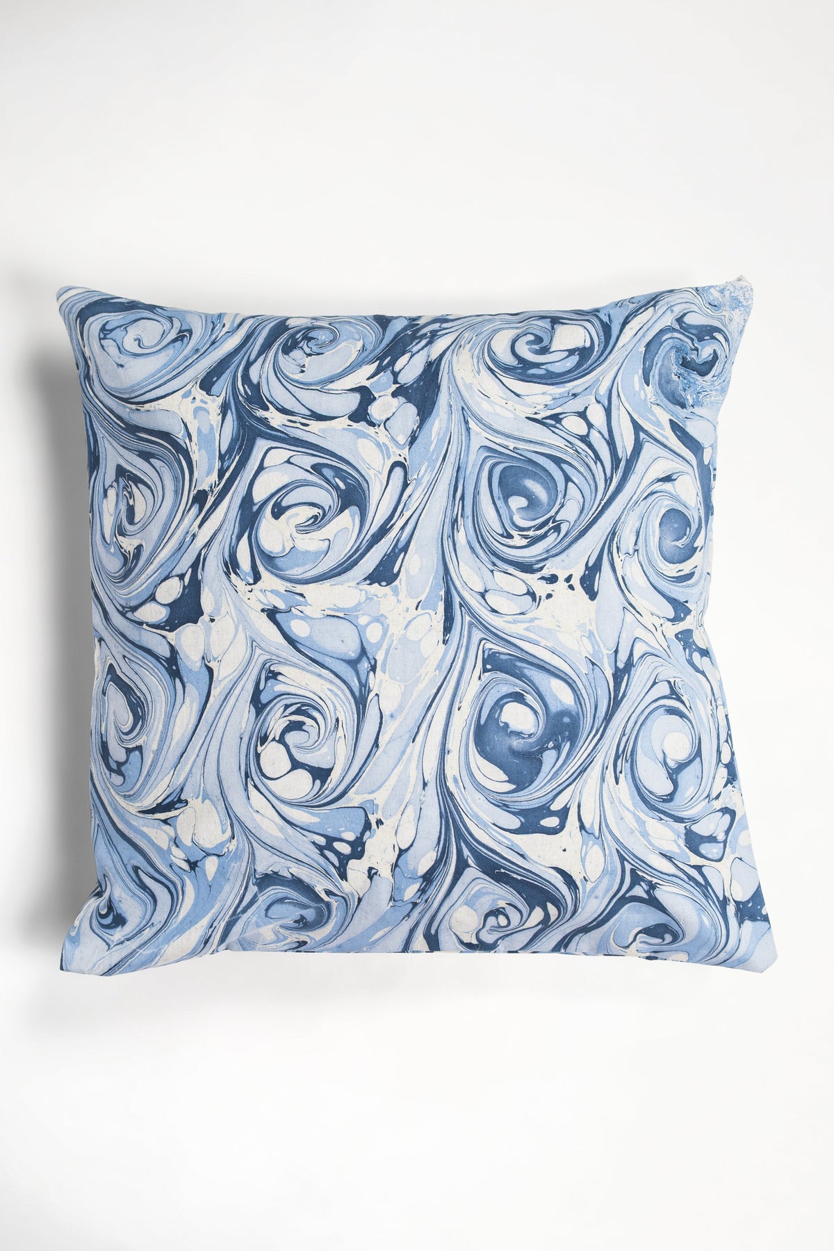 Blue wave hand marbled pillow cover, 20x20 square, 100% cotton