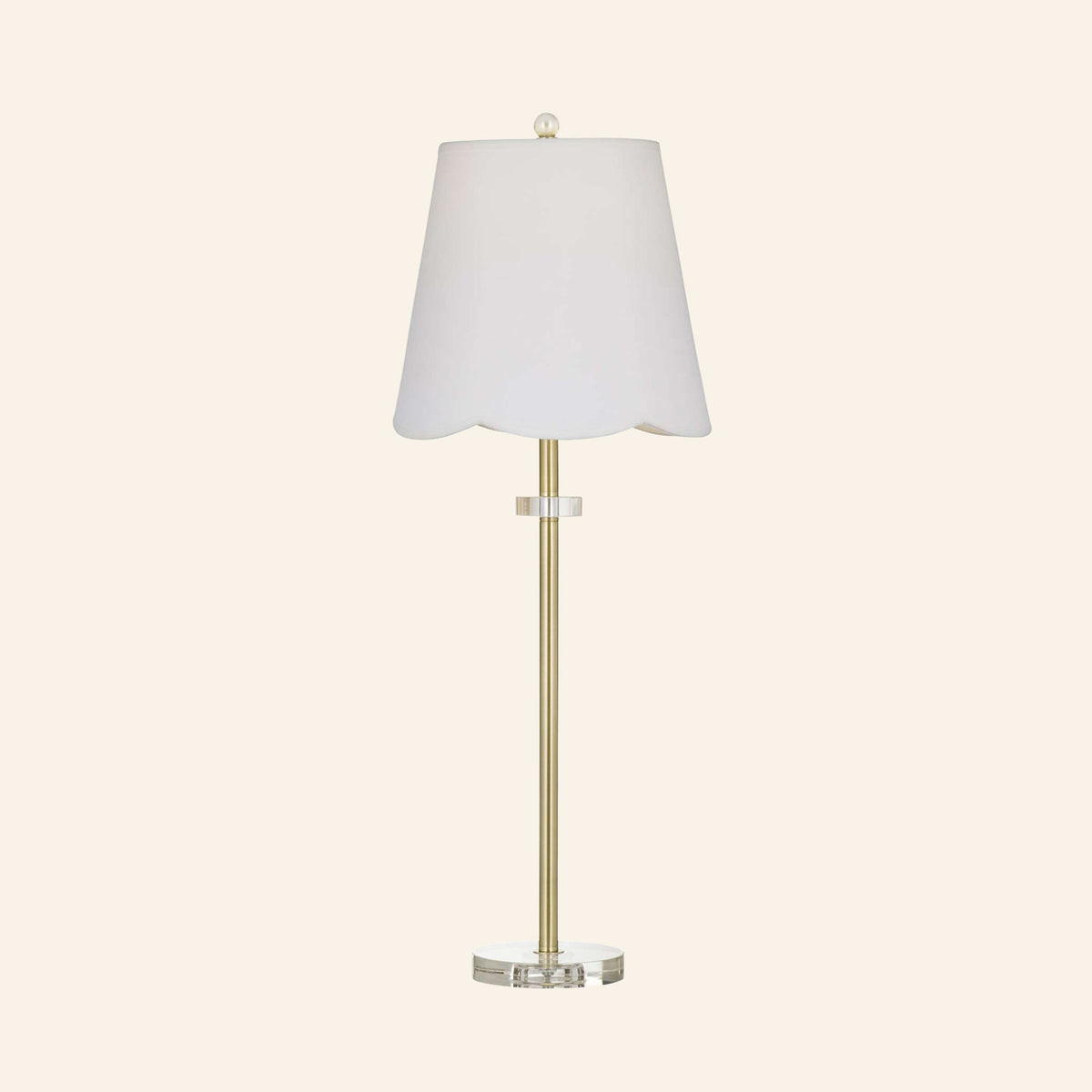 33 inch Rosalind gold and acrylic buffet lamp with scalloped shade