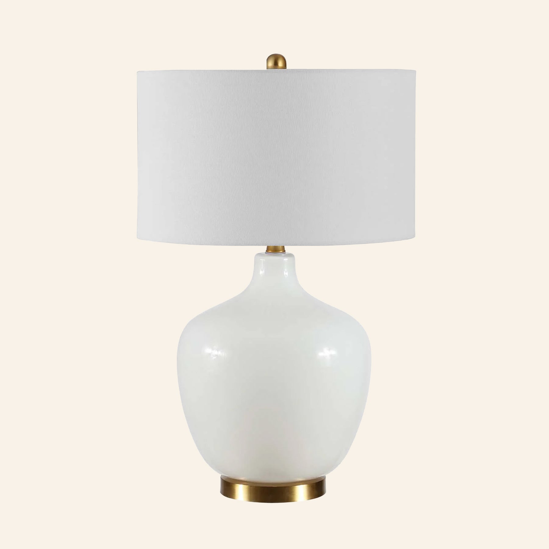 22" Sophia Wide White Glass Table Lamp by Kevin Francis Design | Luxury Area Rugs & Home Decor