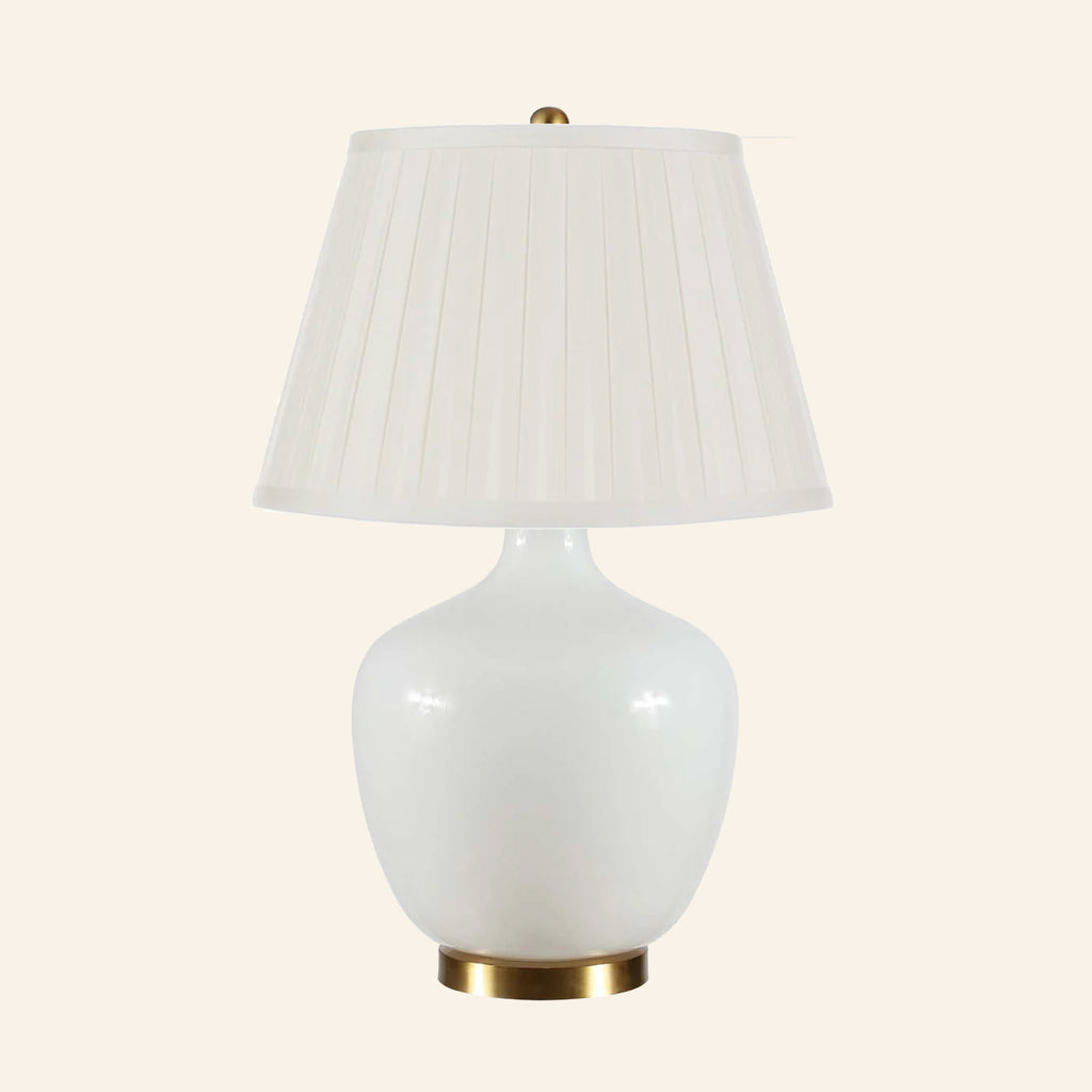 22" Sophia Wide White Glass Table Lamp by Kevin Francis Design | Luxury Area Rugs & Home Decor