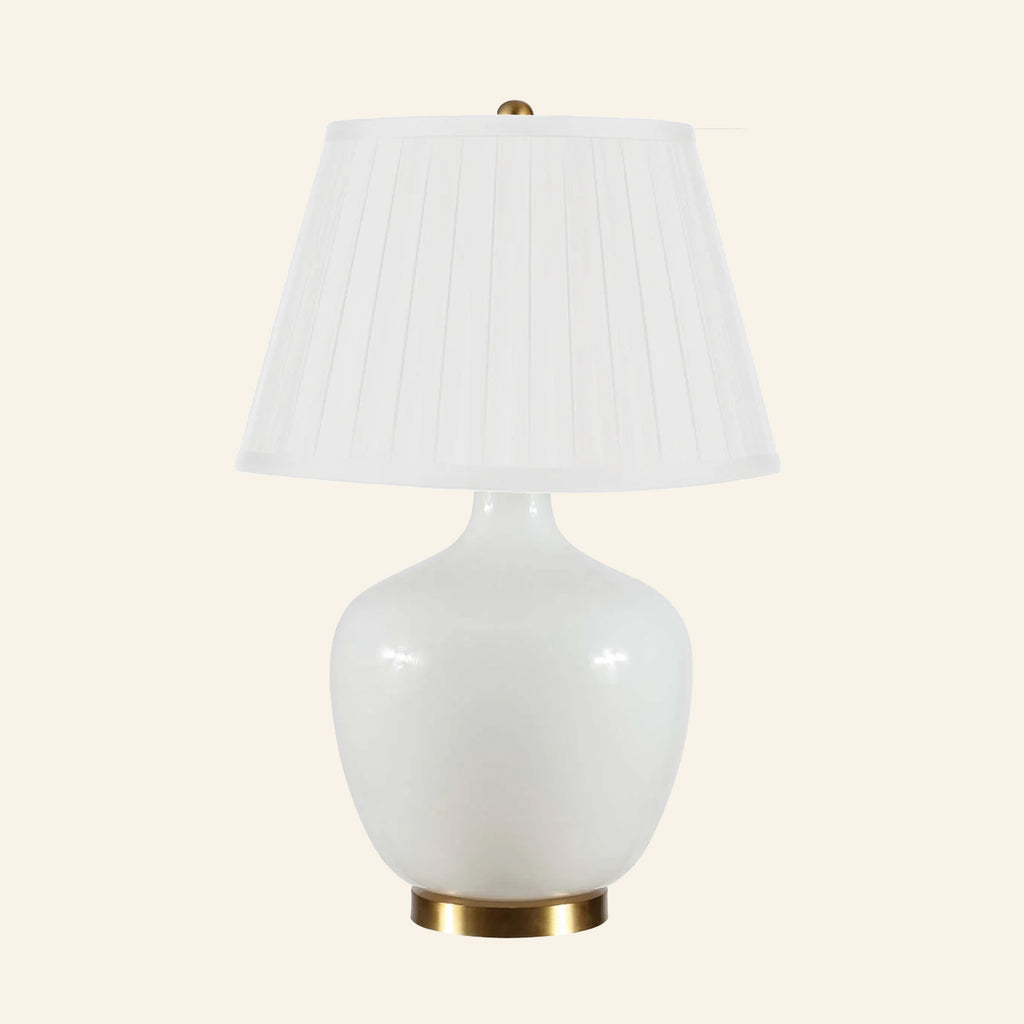 22" Sophia Wide White Glass Table Lamp by Kevin Francis Design | Luxury Area Rugs & Home Decor