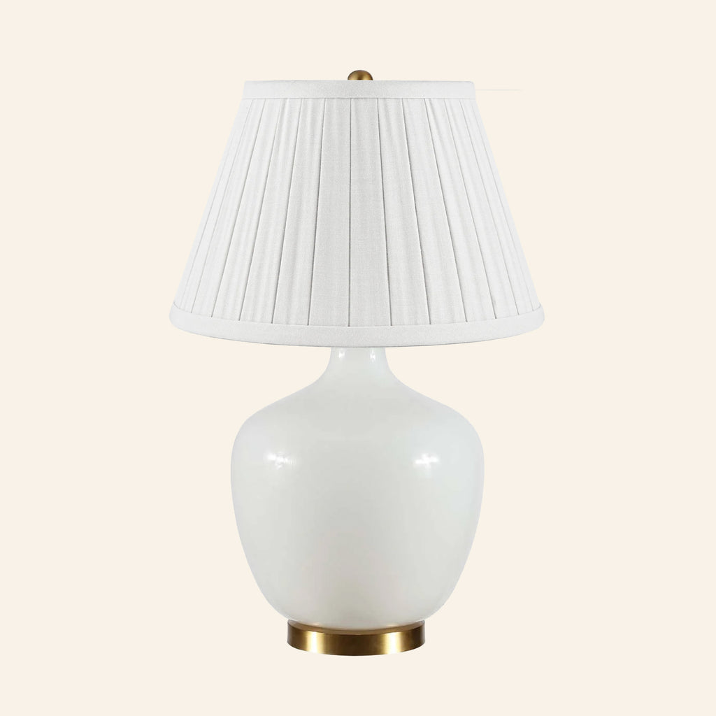22" Sophia Wide White Glass Table Lamp by Kevin Francis Design | Luxury Area Rugs & Home Decor