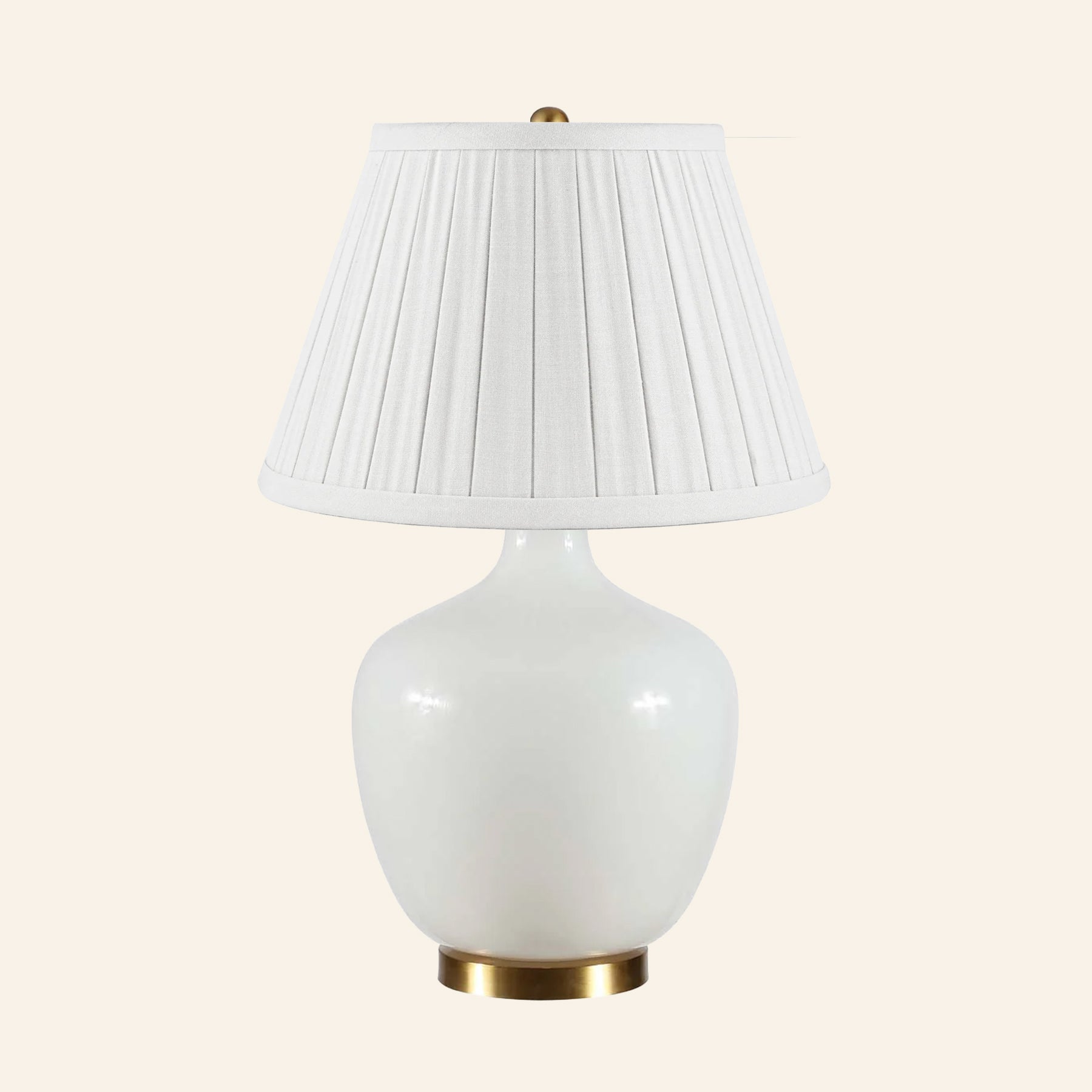 22" Sophia Wide White Glass Table Lamp by Kevin Francis Design | Luxury Area Rugs & Home Decor