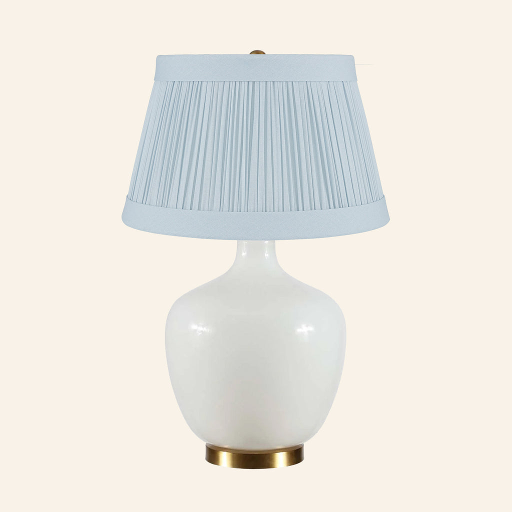22" Sophia Wide White Glass Table Lamp by Kevin Francis Design | Luxury Area Rugs & Home Decor