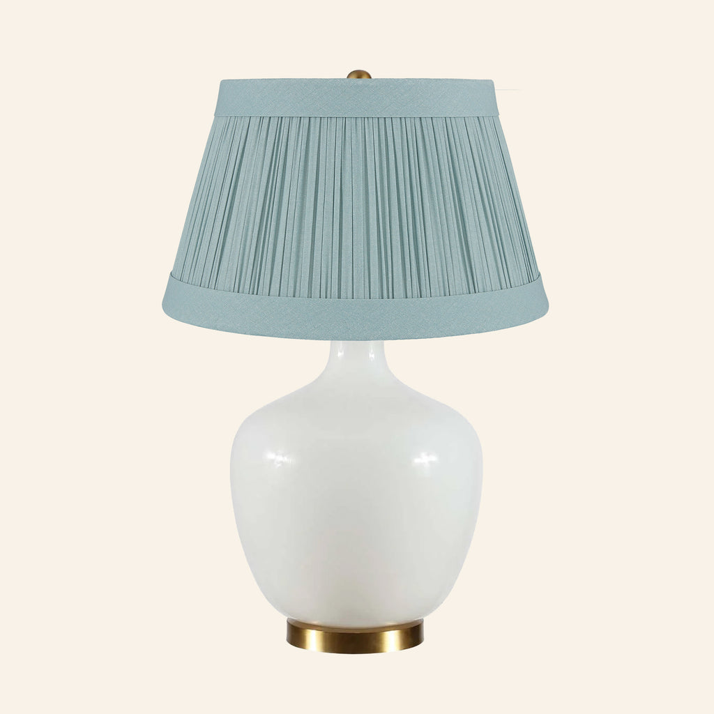 22" Sophia Wide White Glass Table Lamp by Kevin Francis Design | Luxury Area Rugs & Home Decor