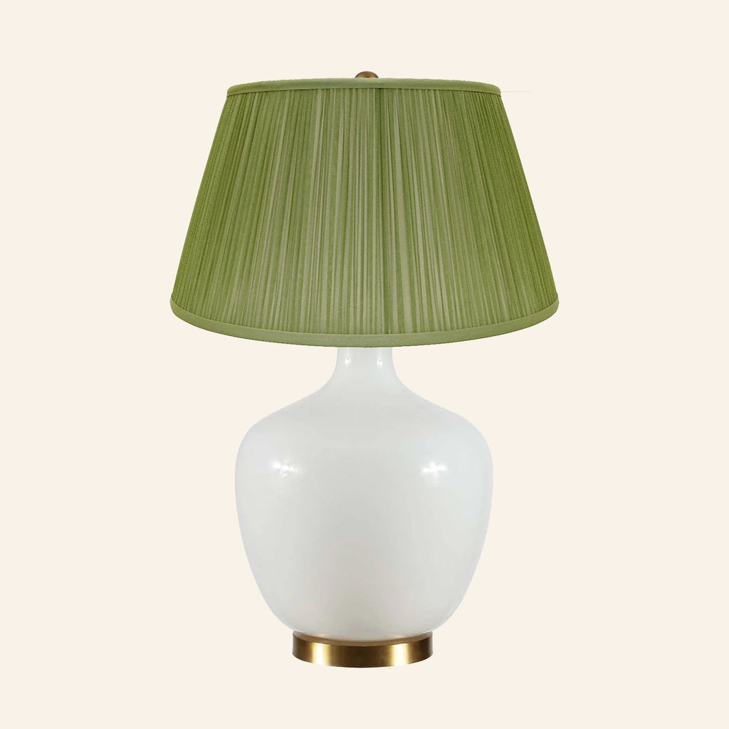22" Sophia Wide White Glass Table Lamp by Kevin Francis Design | Luxury Area Rugs & Home Decor