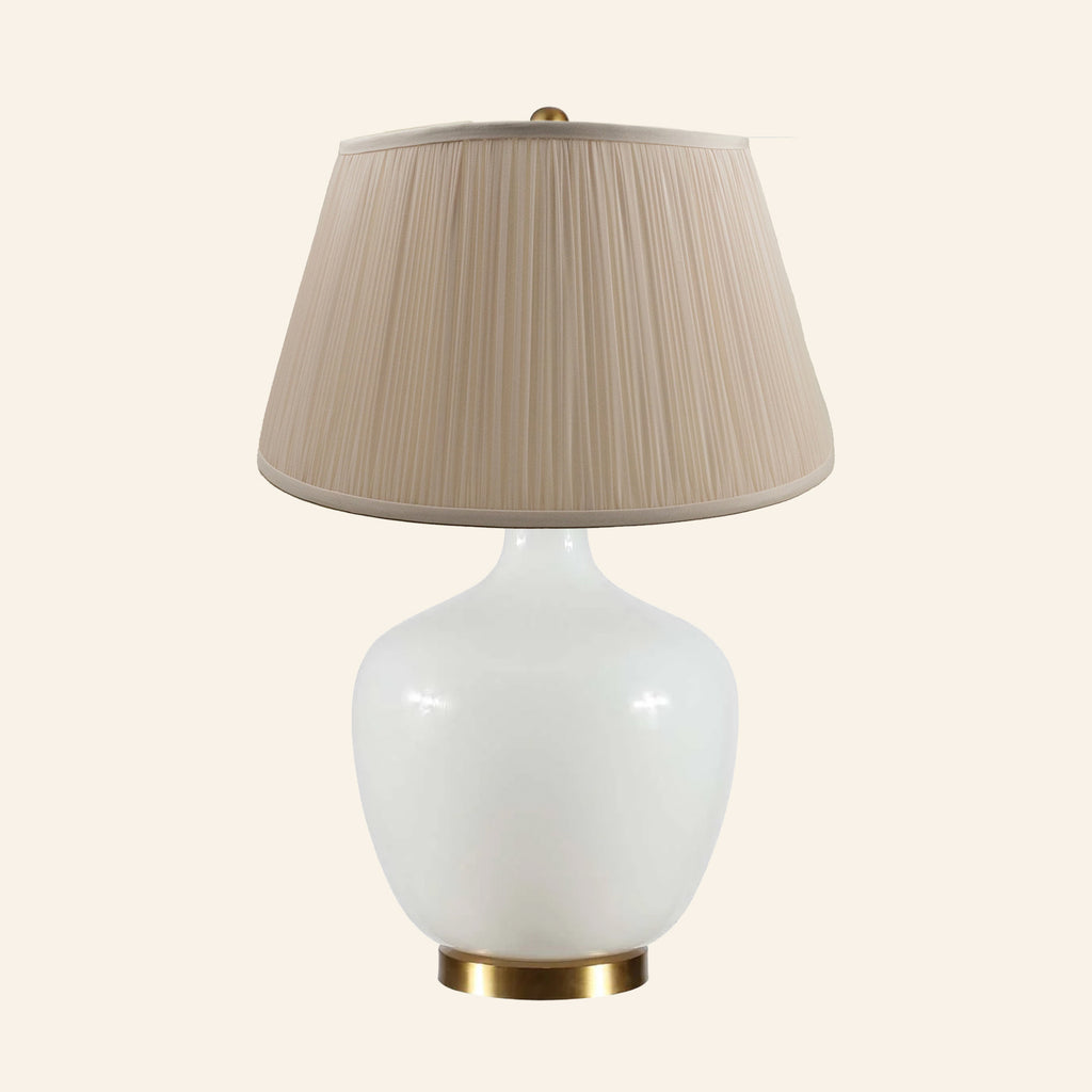 22" Sophia Wide White Glass Table Lamp by Kevin Francis Design | Luxury Area Rugs & Home Decor