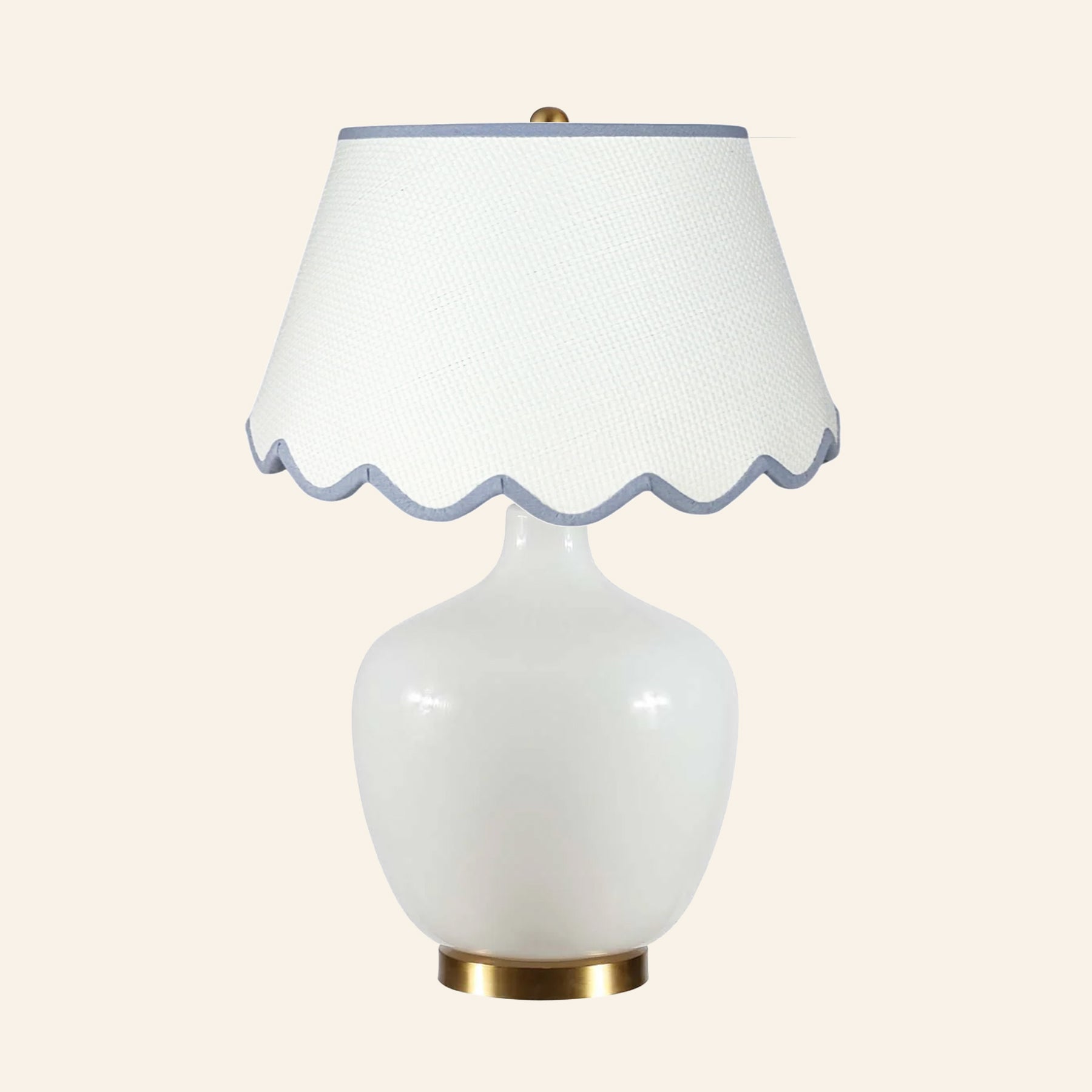 22" Sophia Wide White Glass Table Lamp by Kevin Francis Design | Luxury Area Rugs & Home Decor