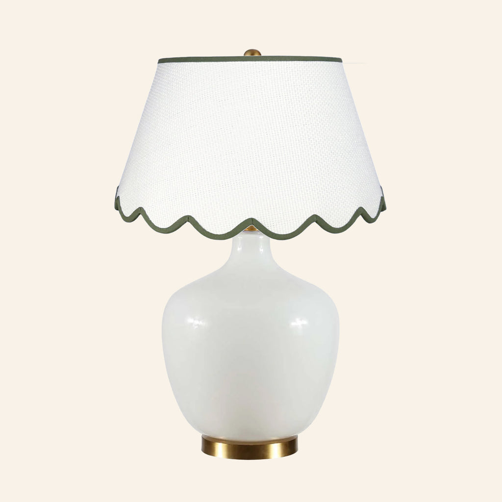 22" Sophia Wide White Glass Table Lamp by Kevin Francis Design | Luxury Area Rugs & Home Decor