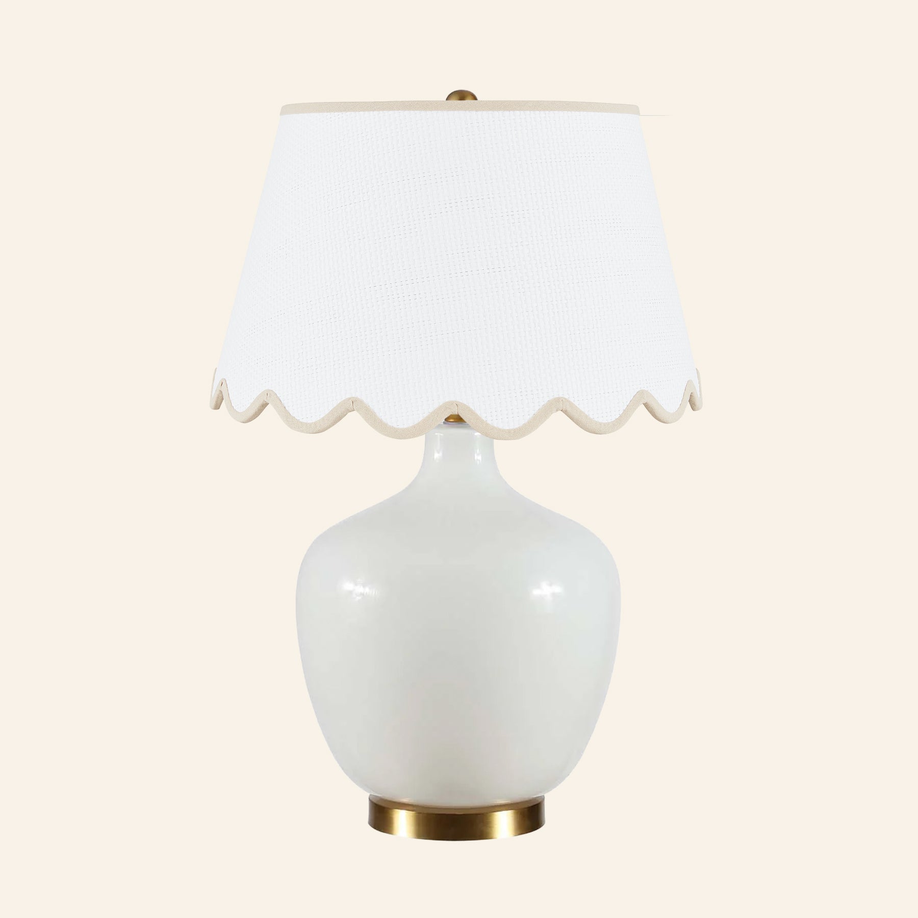 22" Sophia Wide White Glass Table Lamp by Kevin Francis Design | Luxury Area Rugs & Home Decor