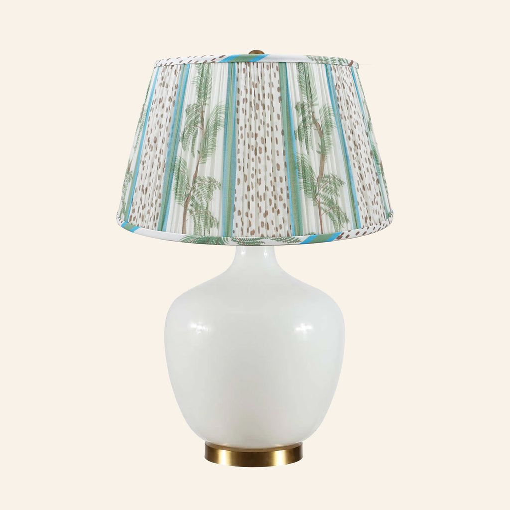 22" Sophia Wide White Glass Table Lamp by Kevin Francis Design | Luxury Area Rugs & Home Decor
