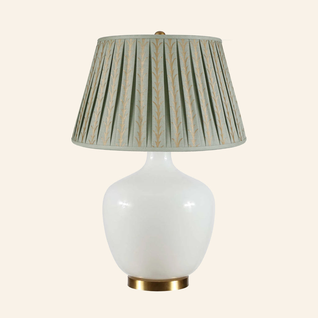 22" Sophia Wide White Glass Table Lamp by Kevin Francis Design | Luxury Area Rugs & Home Decor