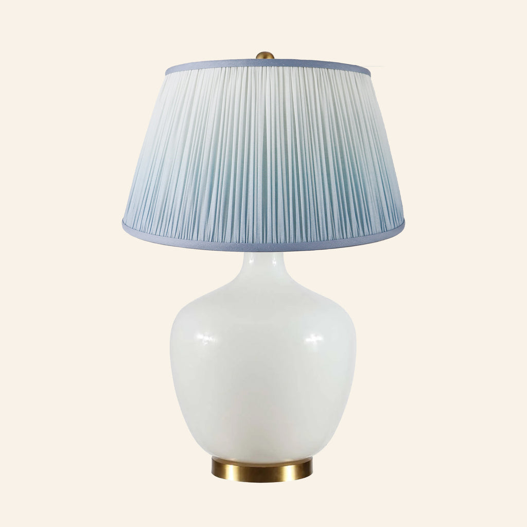 22" Sophia Wide White Glass Table Lamp by Kevin Francis Design | Luxury Area Rugs & Home Decor