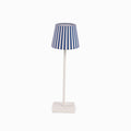 Harbor Blue Bengal Stripe block-printed paper Poldina lamp shade cover by Kevin Francis Design