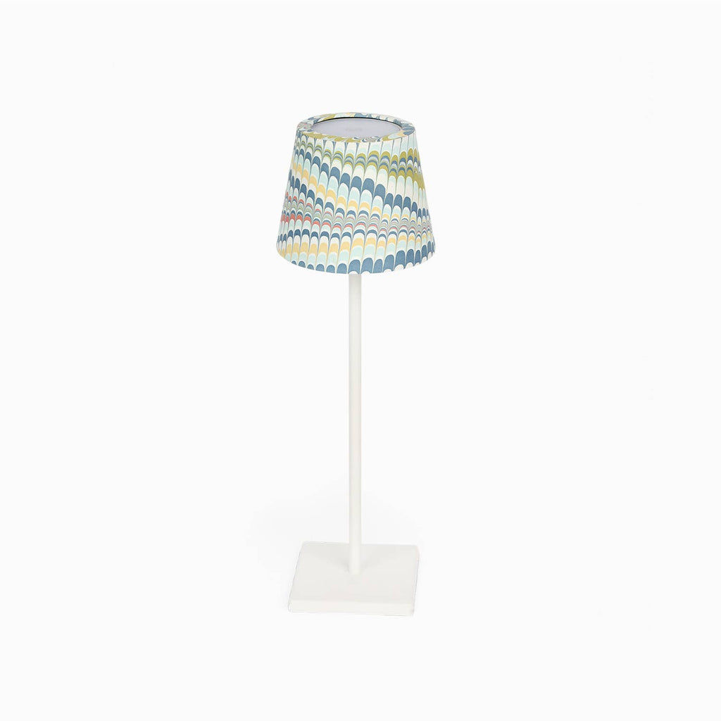 Ocean Mountain hand-marbled paper Poldina lamp shade cover by Kevin Francis Design
