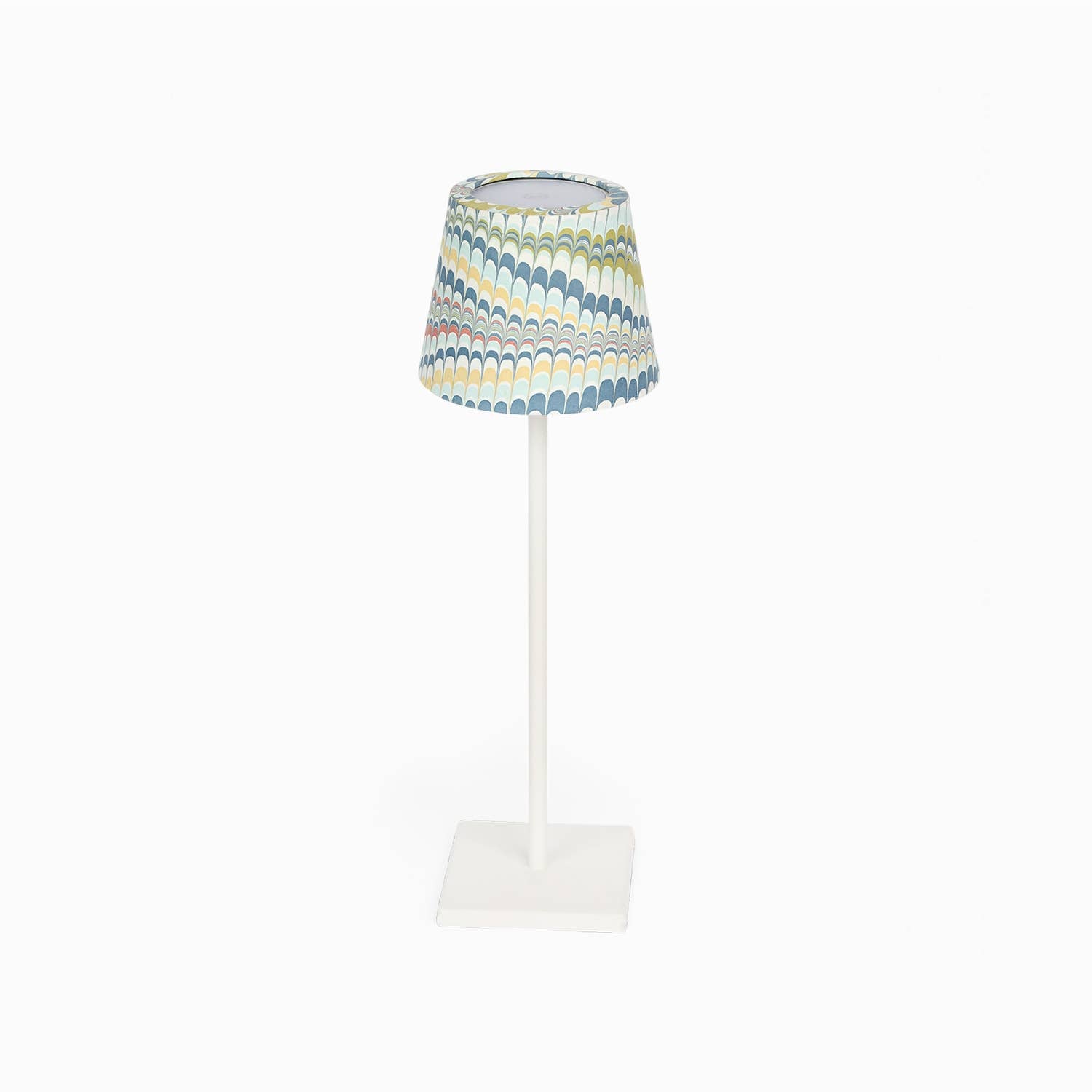 Ocean Mountain hand-marbled paper Poldina lamp shade cover by Kevin Francis Design