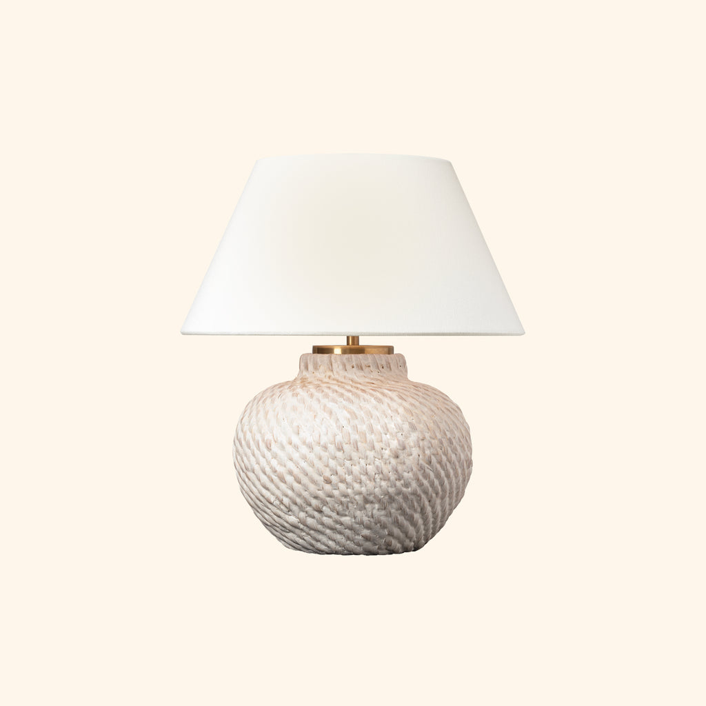 12" Aerin Wicker Cordless Mini Lamp With Rechargeable Bulb | Table Lamp by Kevin Francis Design