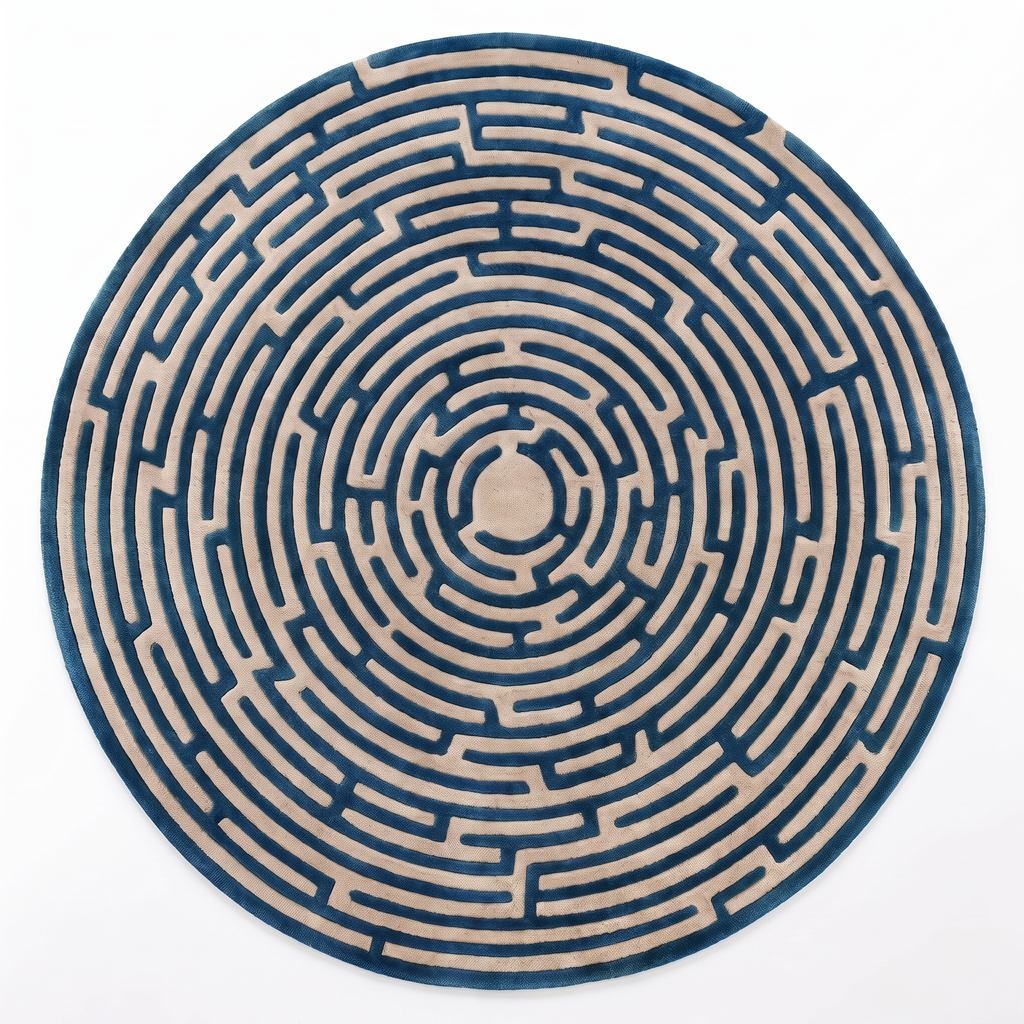 Round Amiens Hand-Tufted Maze Rug