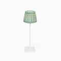 Mint Sky Rhea block-printed cotton Poldina lamp shade cover by Kevin Francis Design