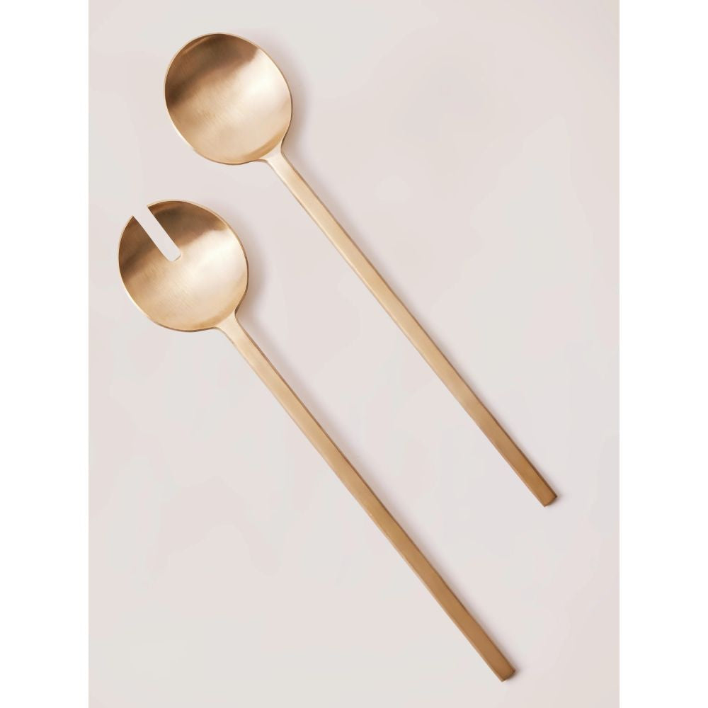 Loop Modern Brass Salad Servers by Kevin Francis Design | Luxury Area Rugs & Home Decor