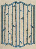 Blue Kevin Francis Design Brighton bamboo frame hand-tufted area rug with intricate tufted pattern on soft fabric.