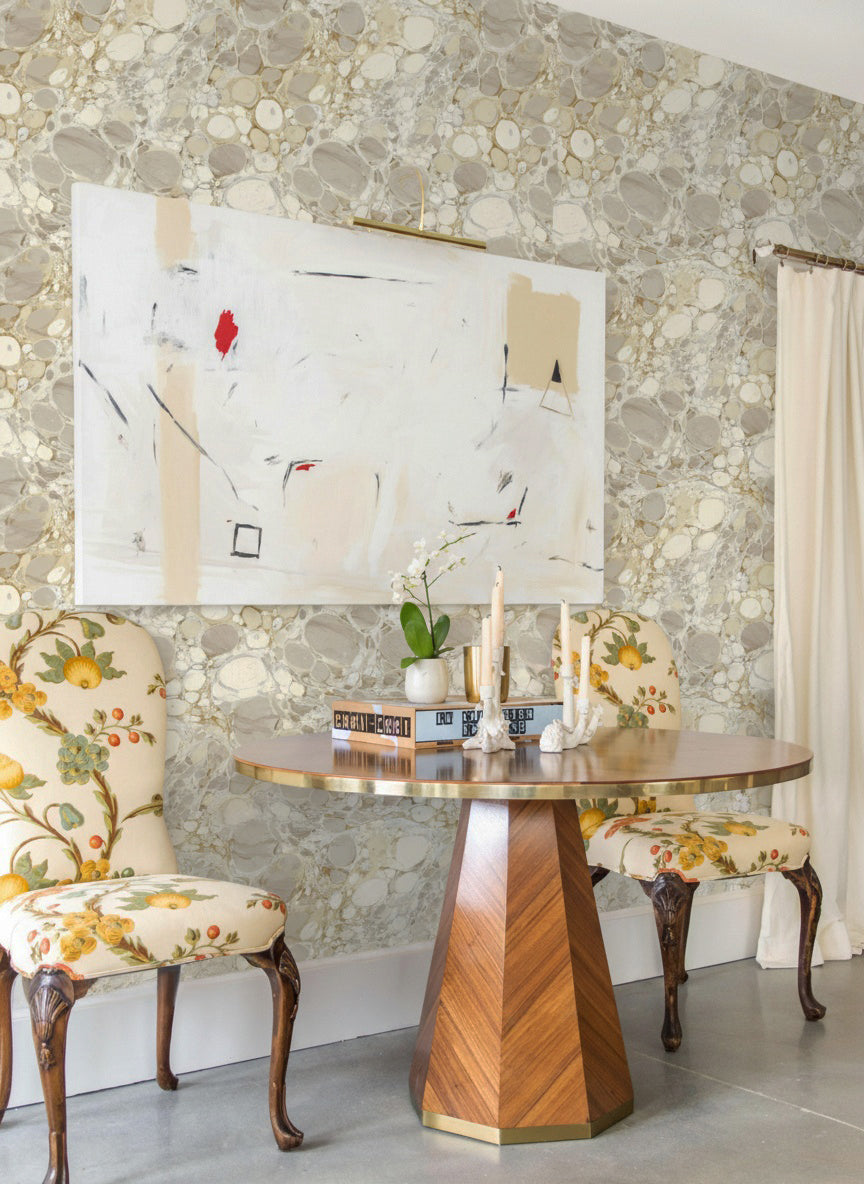 Keats Pebble Marbled Wallpaper – Beige/Cream by Kevin Francis Design | Luxury Area Rugs & Home Decor