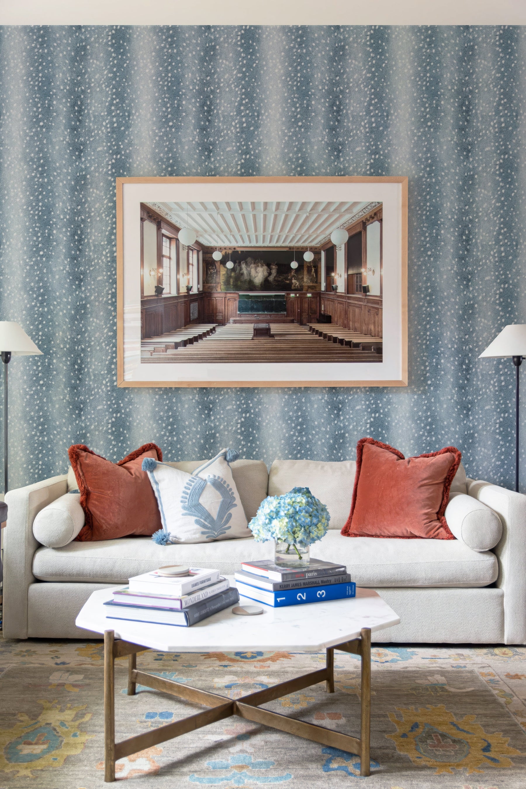 Wilde Spotted Antelope Hide Wallpaper – Slate Blue by Kevin Francis Design | Luxury Area Rugs & Home Decor