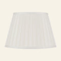 Off-white silk pleated lamp shade by Kevin Francis Design, Brook Box Empire Shade with elegant, textured design.