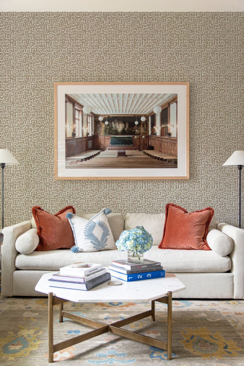 Bronte Ribbon Maze Wallpaper – Walnut Brown by Kevin Francis Design | Luxury Area Rugs & Home Decor