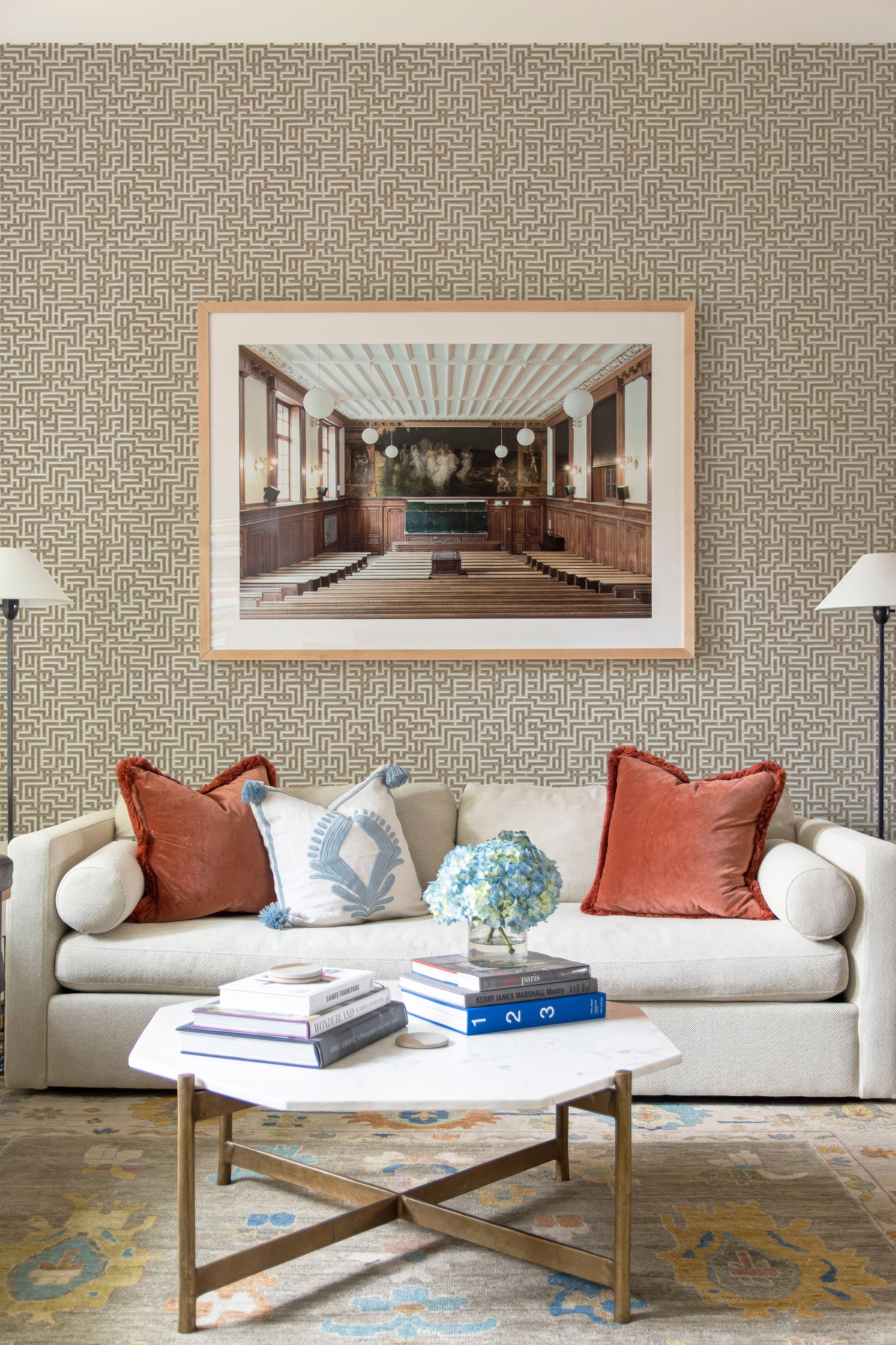 Bronte Ribbon Maze Wallpaper – Walnut Brown by Kevin Francis Design | Luxury Area Rugs & Home Decor