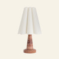 22-inch red marble mini table lamp by Kevin Francis Design with a modern, sleek design and a sturdy base.